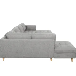 Brandy - højrevendt u-sofa i grå med chaiselong -  L: 366 x D: 211 x H: 80 cm
