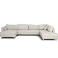 Brandy - venstrevendt u-sofa i beige med chaiselong - L: 366 x D: 211 x H: 80 cm