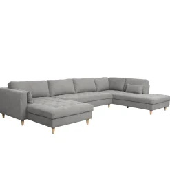 Brandy - venstrevendt u-sofa i grå med chaiselong -  L: 366 x D: 211 x H: 80 cm