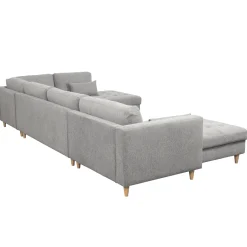Brandy - venstrevendt u-sofa i grå med chaiselong -  L: 366 x D: 211 x H: 80 cm