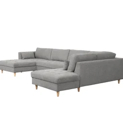 Brandy - venstrevendt u-sofa i grå med chaiselong -  L: 366 x D: 211 x H: 80 cm