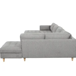 Brandy - venstrevendt u-sofa i grå med chaiselong -  L: 366 x D: 211 x H: 80 cm