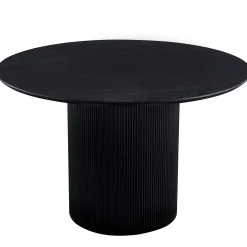 Carisma rundt lamel spisebord - sort med søjleben - Ø120 cm