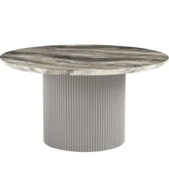 Carisma rundt sofabord beige marmorlook med søjleben Ø80 cm