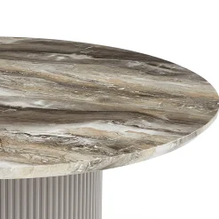 Carisma rundt sofabord beige marmorlook med søjleben Ø80 cm