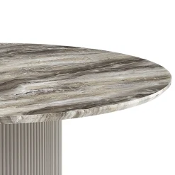 Carisma rundt spisebord beige marmorlook med søjleben Ø120 cm