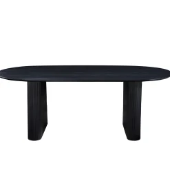 Carisma sort ovalt lamel spisebord 200 x 100 cm med søjleben