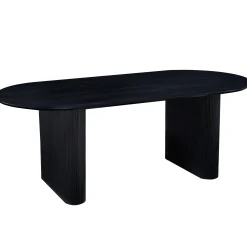 Carisma sort ovalt lamel spisebord 200 x 100 cm med søjleben