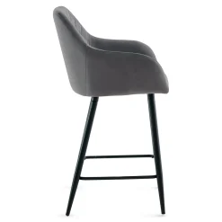 Carlo - barstol grå velour med armlæn 65 cm