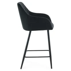 Carlo - barstol sort velour med armlæn 65 cm