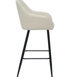 Carlo barstol - hvidt boucle med armlæn 65 cm