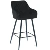 Carlo barstol - sort velour med armlæn 65 cm