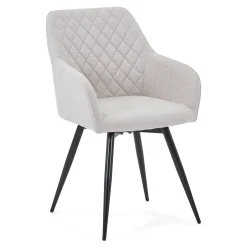 Carlo spisebordsstol - Beige polstret med drejefunktion 360 grader