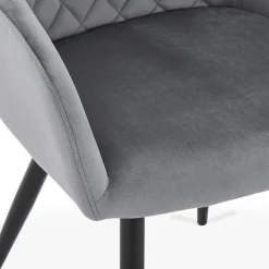 Carlo spisebordsstol - Grå velour med armlæn
