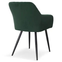 Carlo spisebordsstol - Grøn velour med armlæn