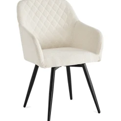 Carlo spisebordsstol - Hvid boucle polstret med armlæn