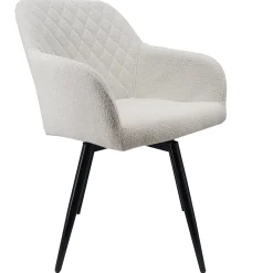 Carlo spisebordsstol -  Hvid boucle med drejefunktion 360 grader