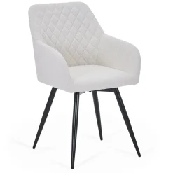 Carlo spisebordsstol -  Hvid boucle med drejefunktion 360 grader