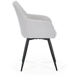 Carlo spisebordsstol -  Hvid boucle med drejefunktion 360 grader