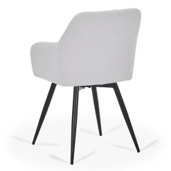 Carlo spisebordsstol -  Hvid boucle med drejefunktion 360 grader