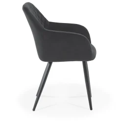 Carlo spisebordsstol - Sort velour med armlæn