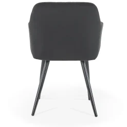 Carlo spisebordsstol - Sort velour med armlæn