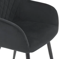 Carlo spisebordsstol - Sort velour med armlæn