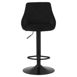 Cassie - Sort justerbar barstol i velour med drejefunktion 360 grader