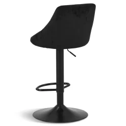 Cassie - Sort justerbar barstol i velour med drejefunktion 360 grader