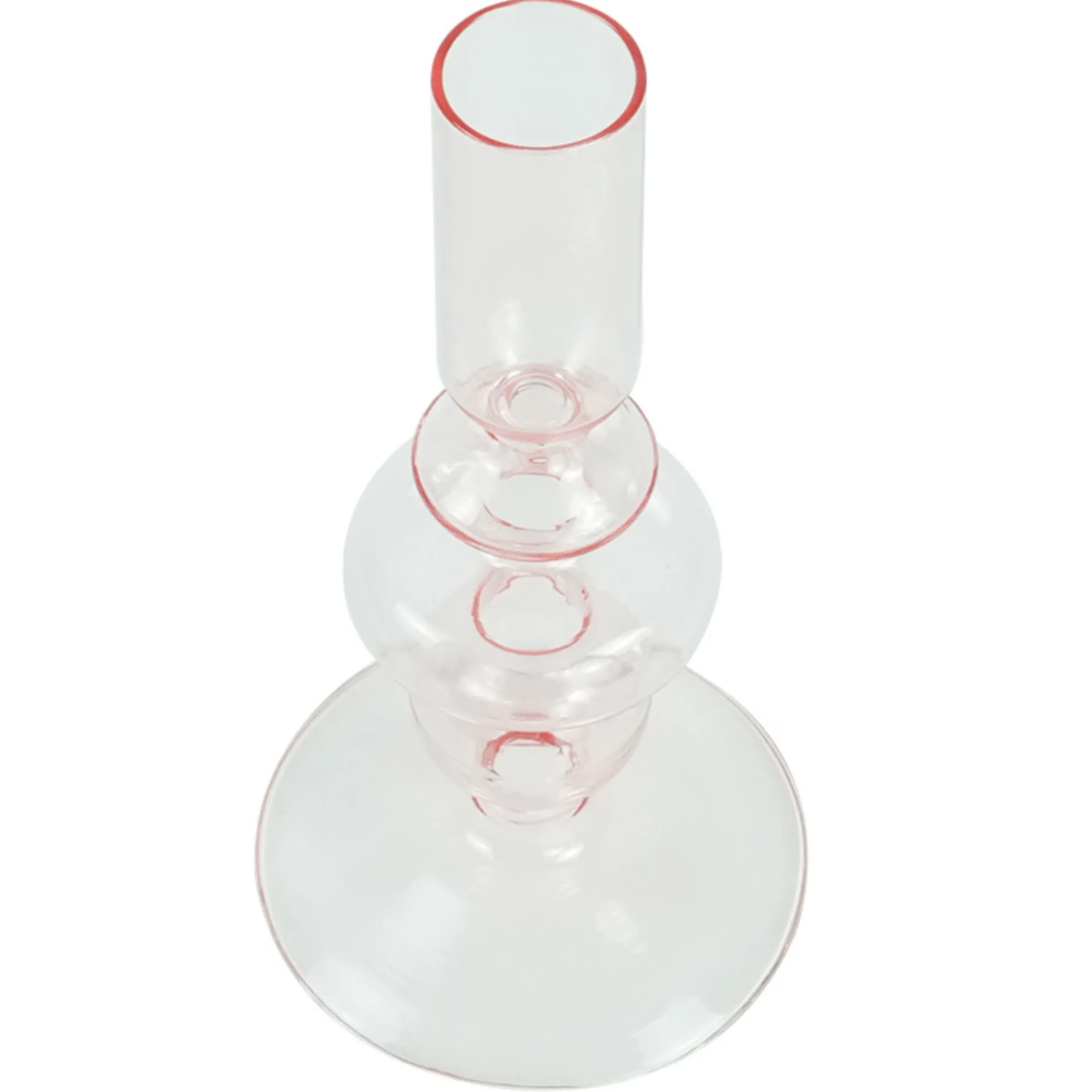 Chicka lysestage glas lyserød 21 cm