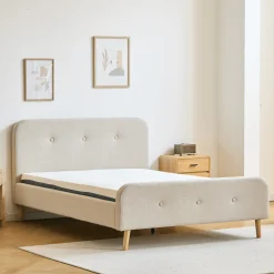 Christian seng i beige 140x200 cm inkl. sengelameller og madrasser