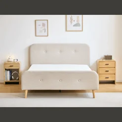 Christian seng i beige 140x200 cm inkl. sengelameller og madrasser