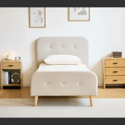 Christian sengeramme i beige 90x200 cm ekskl. sengelameller og madrasser