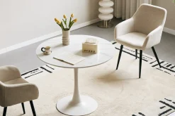 Diego spisebord i hvid marmor look Ø90