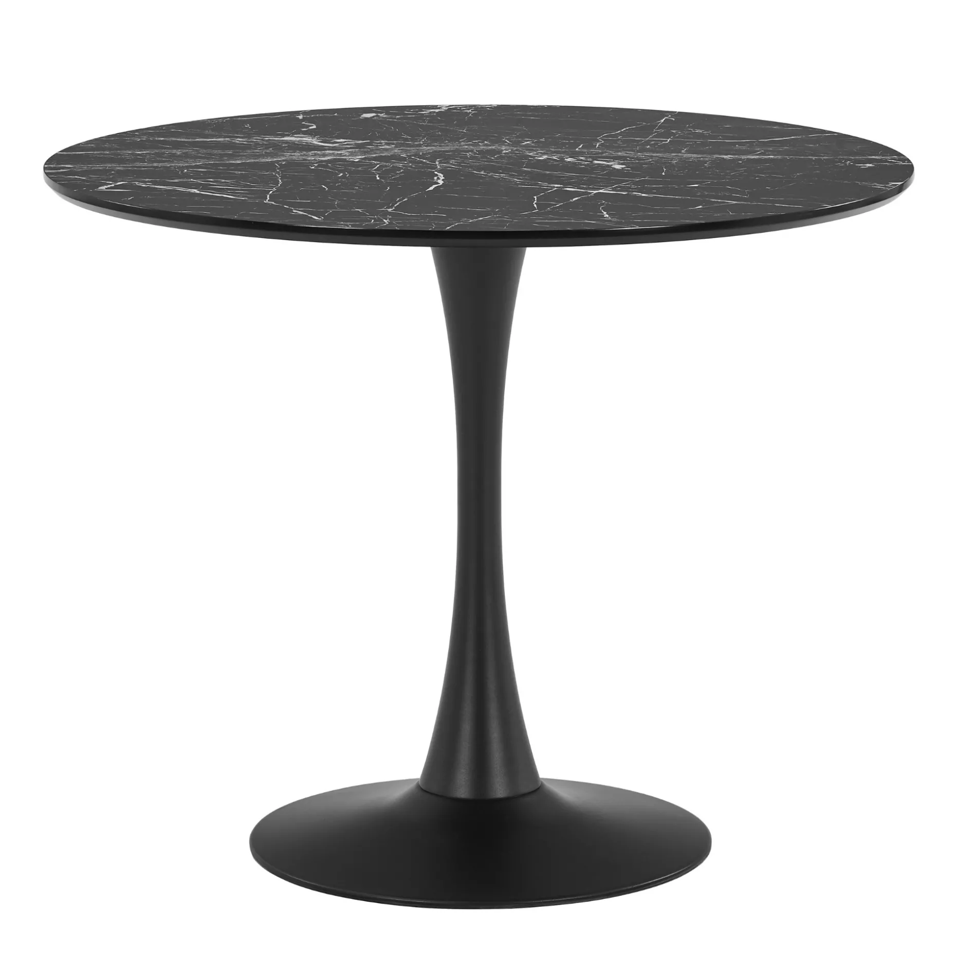 Diego spisebord sort marmor look Ø90