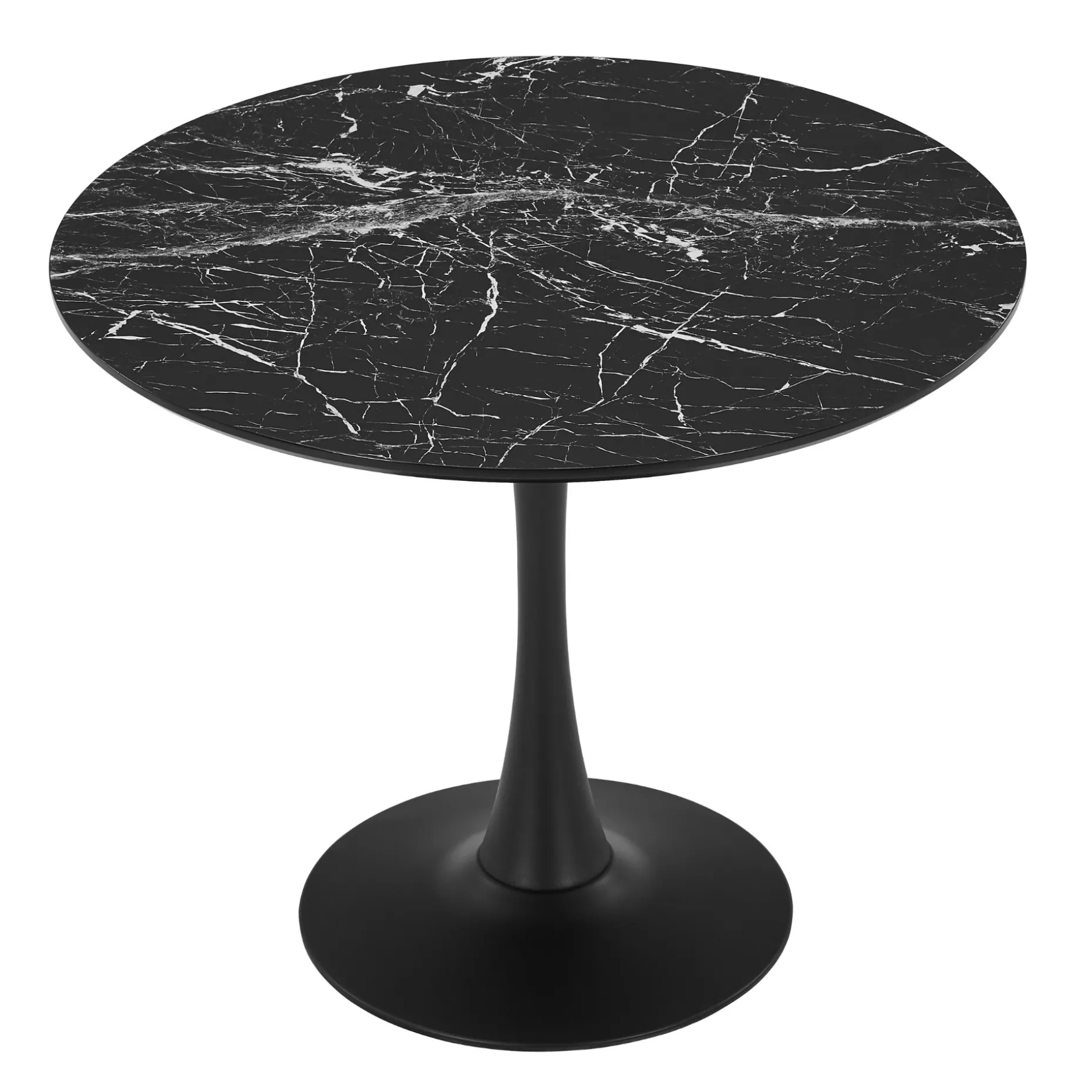 Diego spisebord sort marmor look Ø90