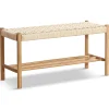 Elias bænk i eg med flet sæde 90x35x45 cm