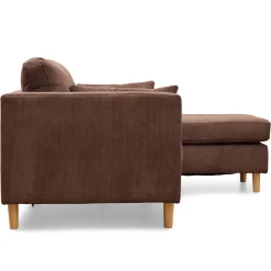 Ellis - Højrevendt og venstrevendt vendbar chaiselong sofa brun fløjl - L: 215 x D: 82 x H: 78 cm