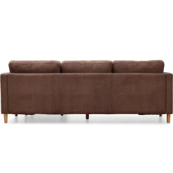 Ellis - Højrevendt og venstrevendt vendbar chaiselong sofa brun fløjl - L: 215 x D: 82 x H: 78 cm