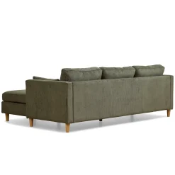Ellis - Højrevendt og venstrevendt vendbar chaiselong sofa grøn fløjl - L: 215 x D: 82 x H: 78 cm