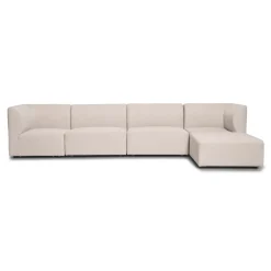 Emilia modulsofa i beige 4 moduler med højre- og venstrevendt chaiselong L: 328 X D: 158 X H: 72 cm