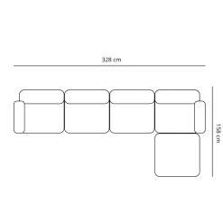 Emilia modulsofa i beige 4 moduler med højre- og venstrevendt chaiselong L: 328 X D: 158 X H: 72 cm