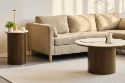 Enzo sidebord i stenbordplade med røget eg lamelfod Ø40 cm