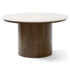 Enzo sofabord i stenbordplade med røget eg lamelfod Ø78 cm