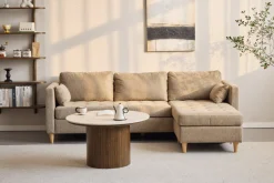 Enzo sofabord i stenbordplade med røget eg lamelfod Ø78 cm