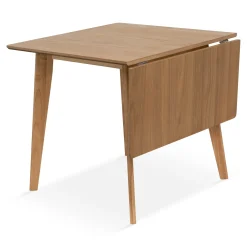 Ezra - Eg klap ud spisebord med tillægsplader i lakeret egefiner - 80/120 x 80 cm