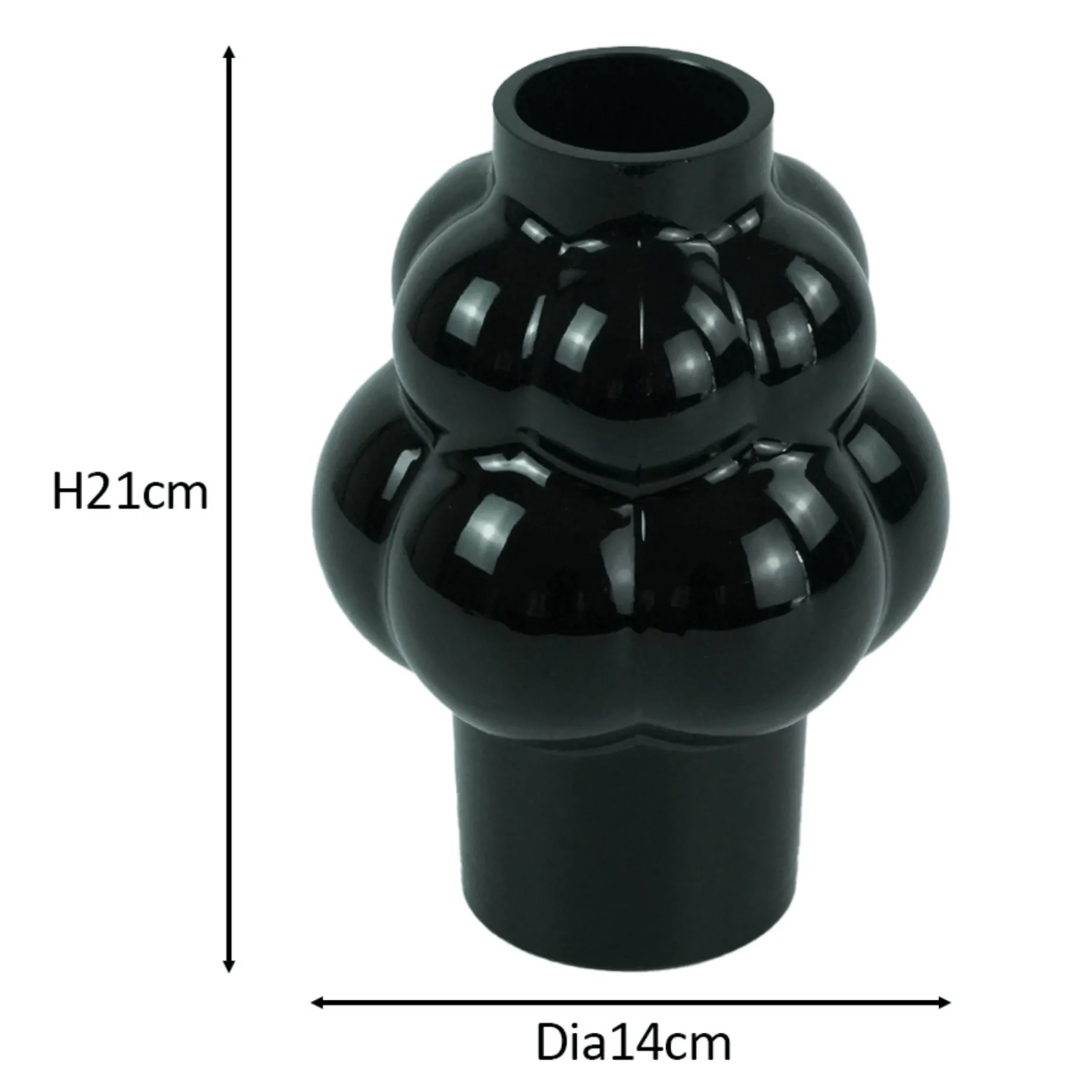 Foxy glas vase sort 21 cm