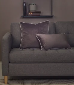 Gabi pyntepude - Grå velour 45x45 cm