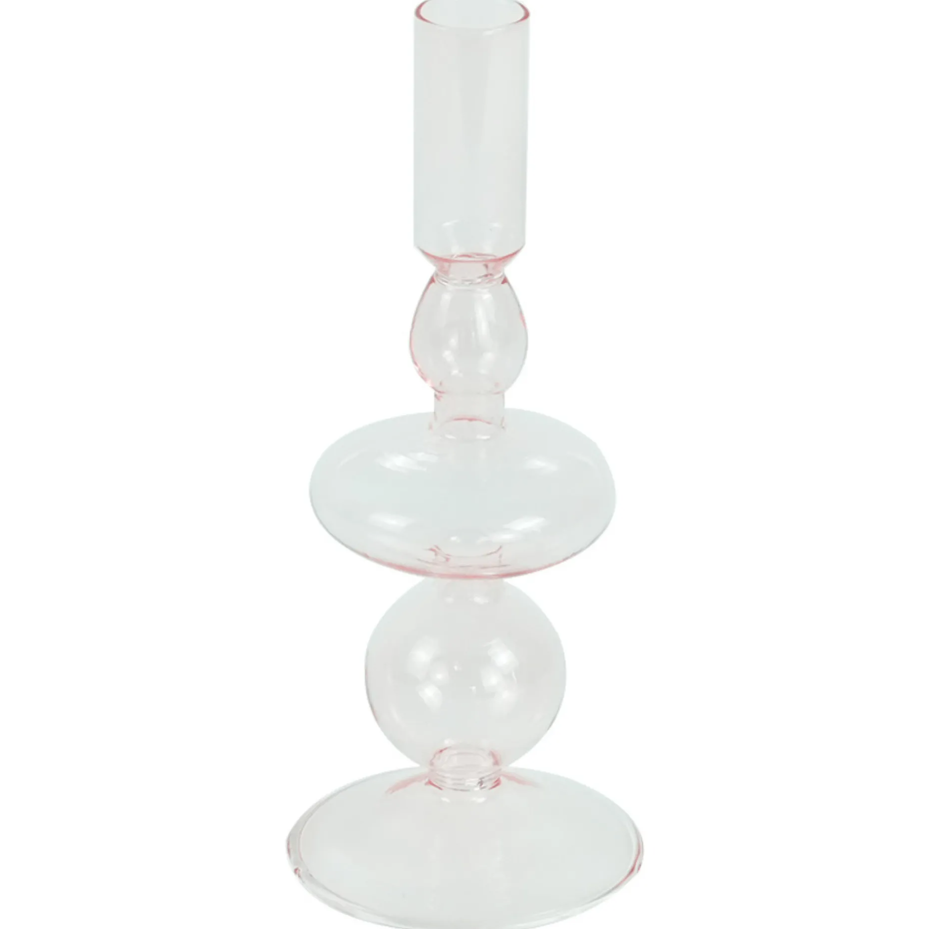 Gracie glas lysestage  lyserød 18 cm