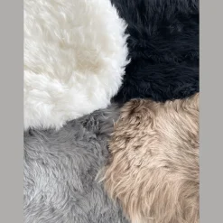 Ægte lammeskindshynde - Beige Ø40 cm